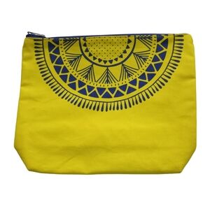 Shiraleah Chicago Carmen Cosmetic Pouch Bag Zipper Closure NWT Yellow Blue